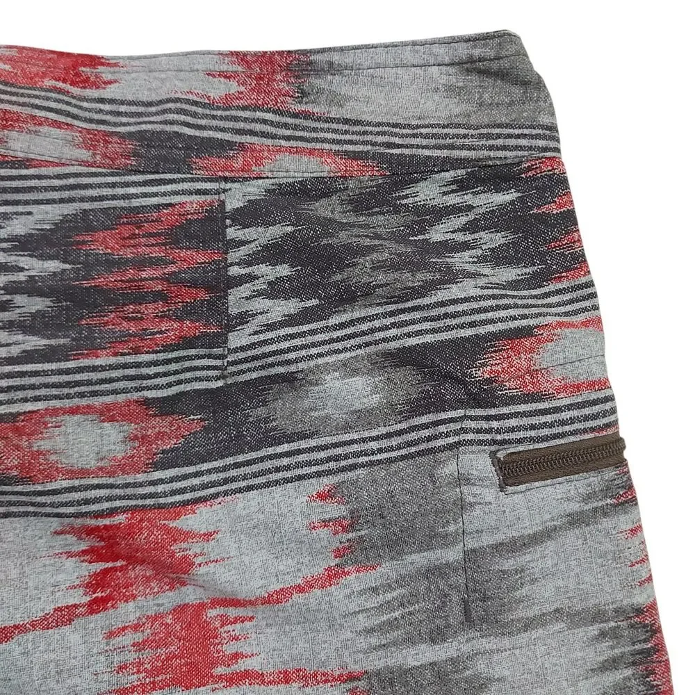 Patagonia Wavefarer Board Shorts Mens 38 Gray Red Ikat Aztec Print Swim Trunks